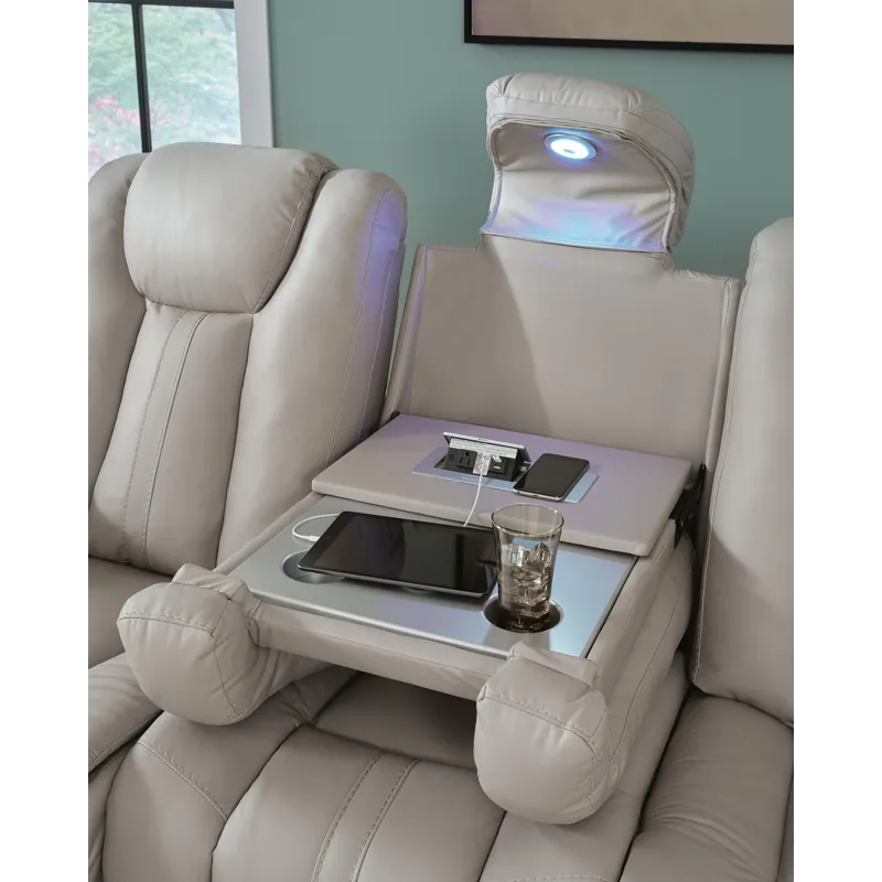 Elevate Edges Reclining Sofa with Drop Down Table