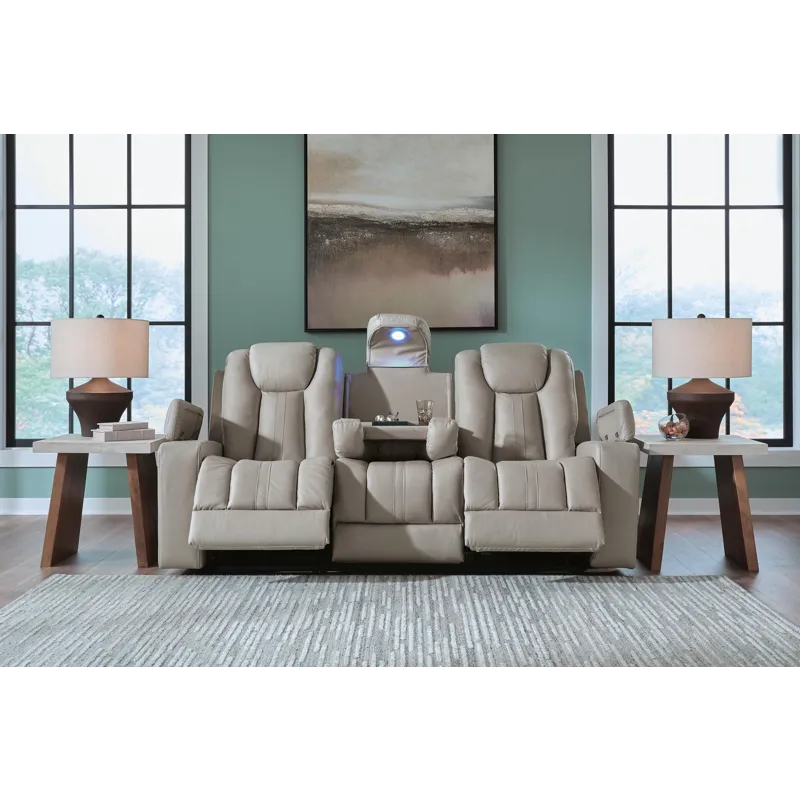 Elevate Edges Reclining Sofa with Drop Down Table