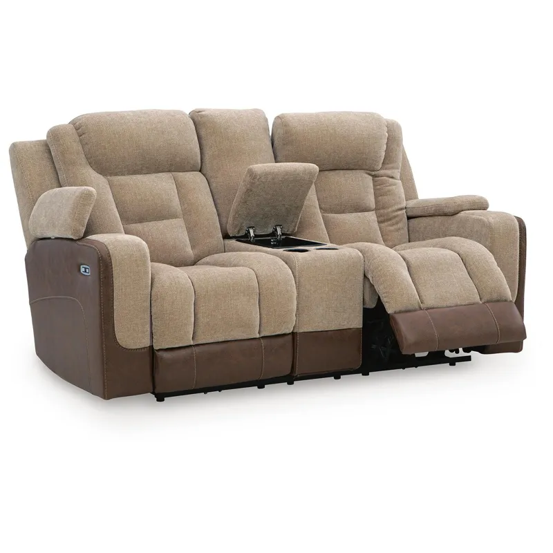 Mixed Motion Power Reclining Loveseat with Console