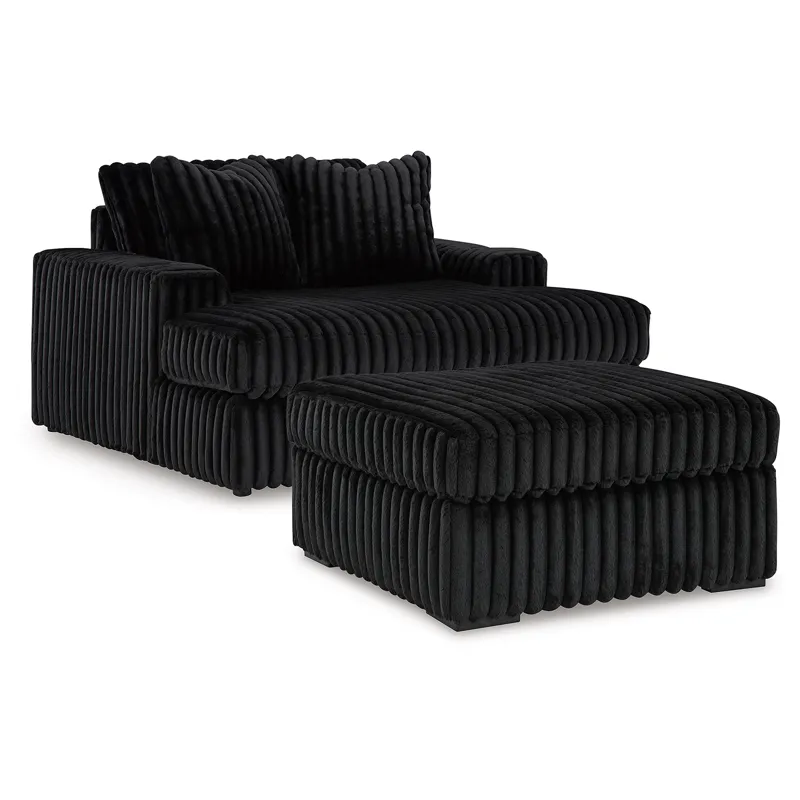 Midnight-Madness Oversized Chaise and Oversized Accent Ottoman