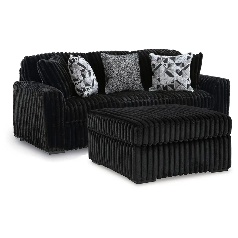 Midnight-Madness Sofa and Oversized Ottoman