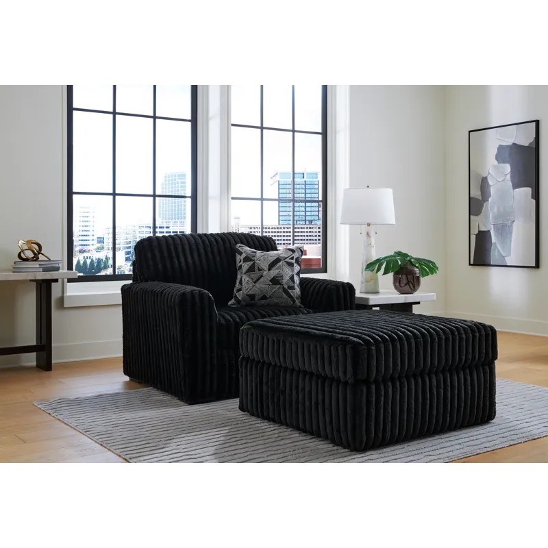 Midnight-Madness Oversized Chair and Ottoman