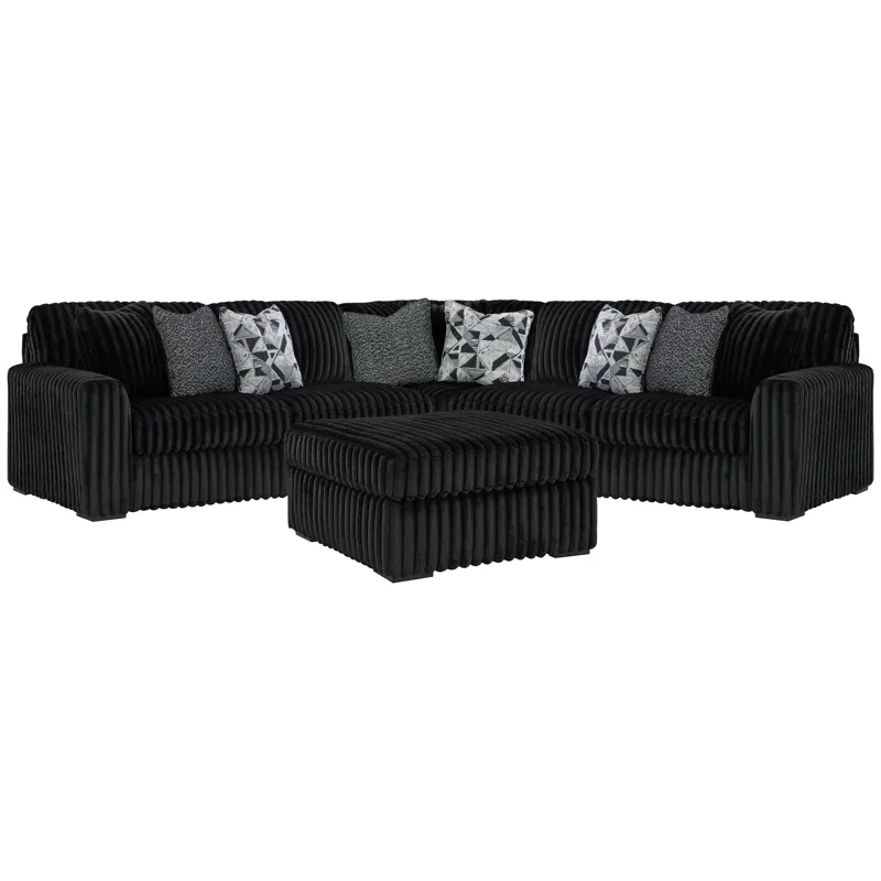 Midnight-Madness 3-Piece Sectional and Oversized Ottoman