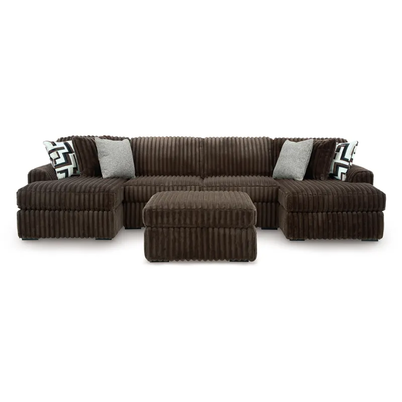 Midnight-Madness 3-Piece Double Chaise Sectional and Ottoman