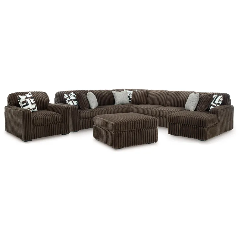 Midnight-Madness 4-Piece Sectional with Chaise, Oversized Chair and Ottoman