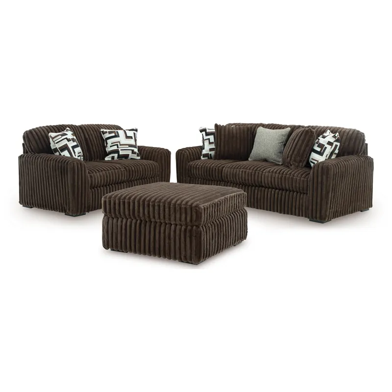 Midnight-Madness Sofa, Loveseat and Oversized Accent Ottoman