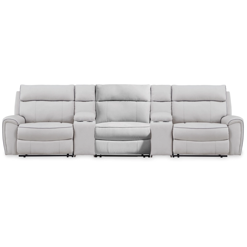Social Pointe 5-Piece Reclining Sectional with Storage Consoles