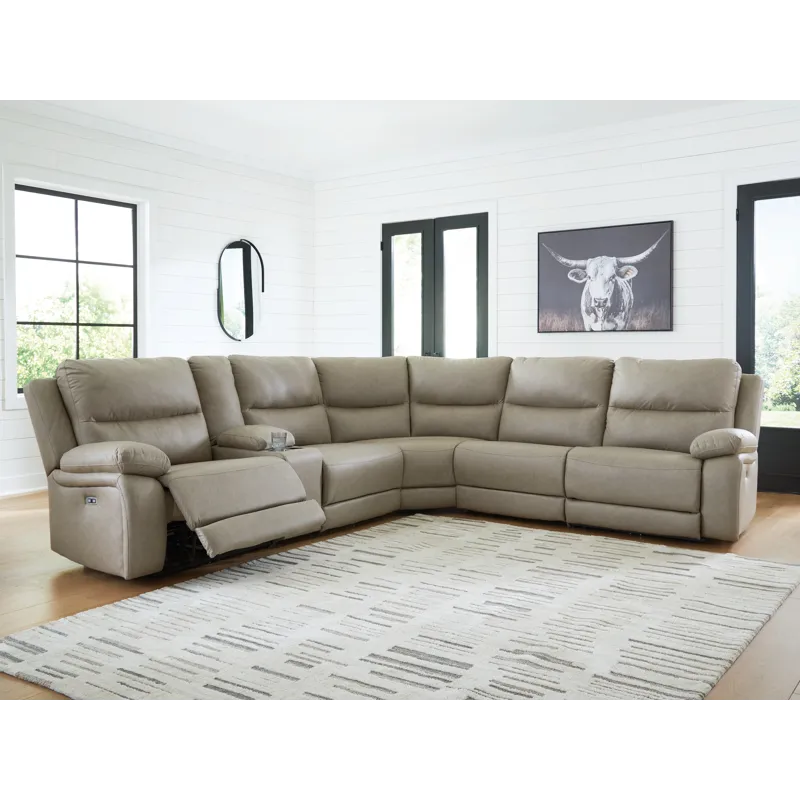 Narwhal Place 6-Piece Reclining Sectional with Storage Console