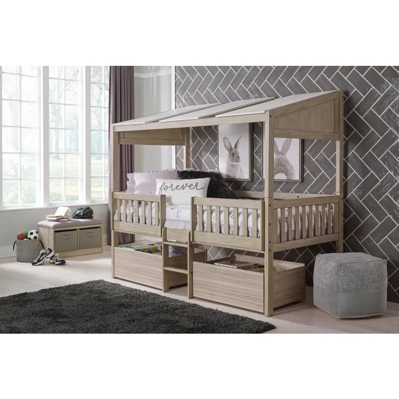 Wrenalyn Twin Loft Bed with Under Bed Bin Storage