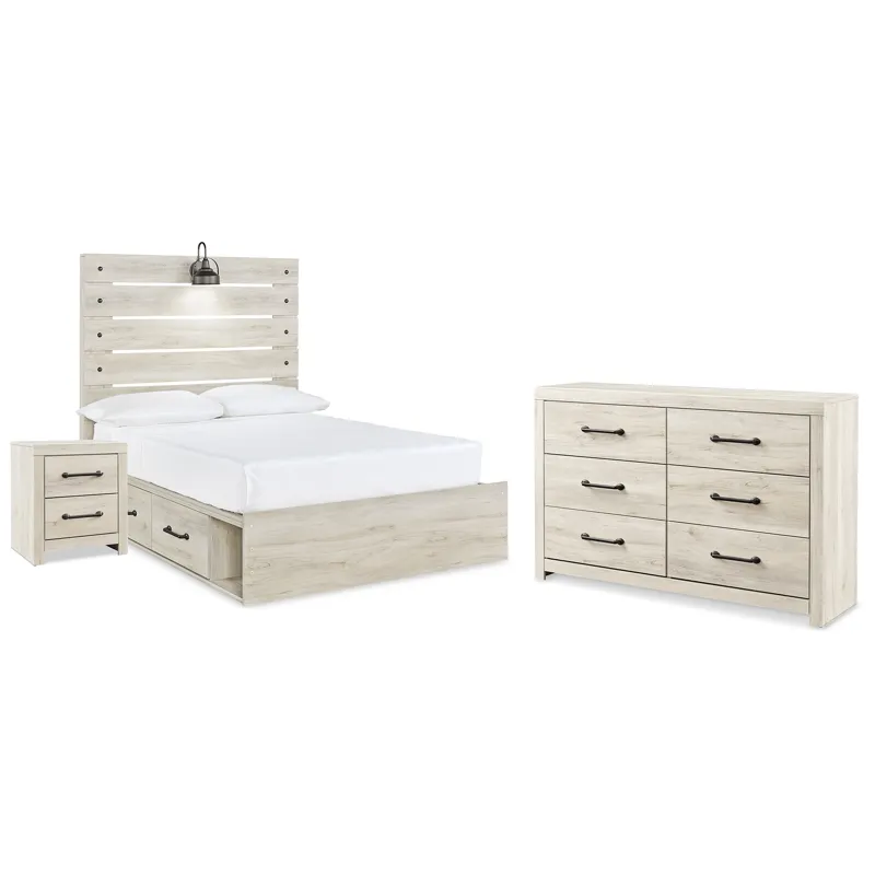 Cambeck Full Panel Bed with Storage, Dresser and Nightstand