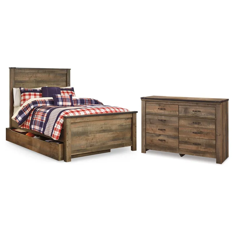Trinell Full Panel Bed with Storage and Dresser