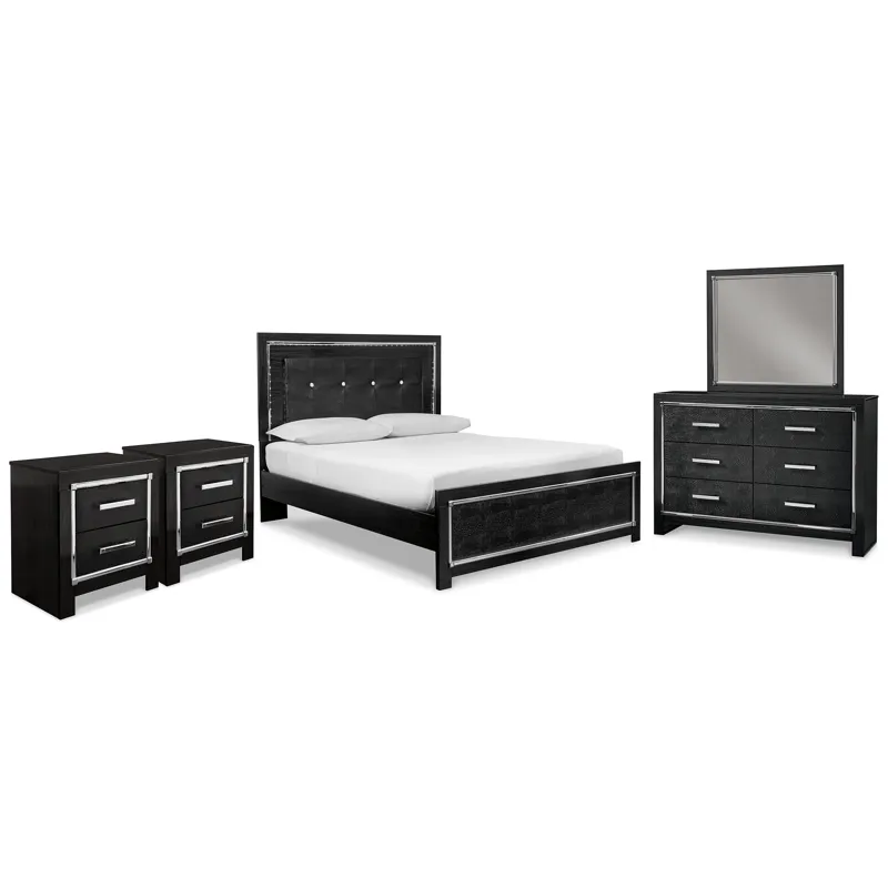 Kaydell Queen Upholstered Bed, Dresser, Mirror and 2 Nightstands
