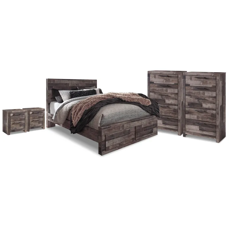 Derekson Queen Storage Bed, 2 Chests and 2 Nightstands