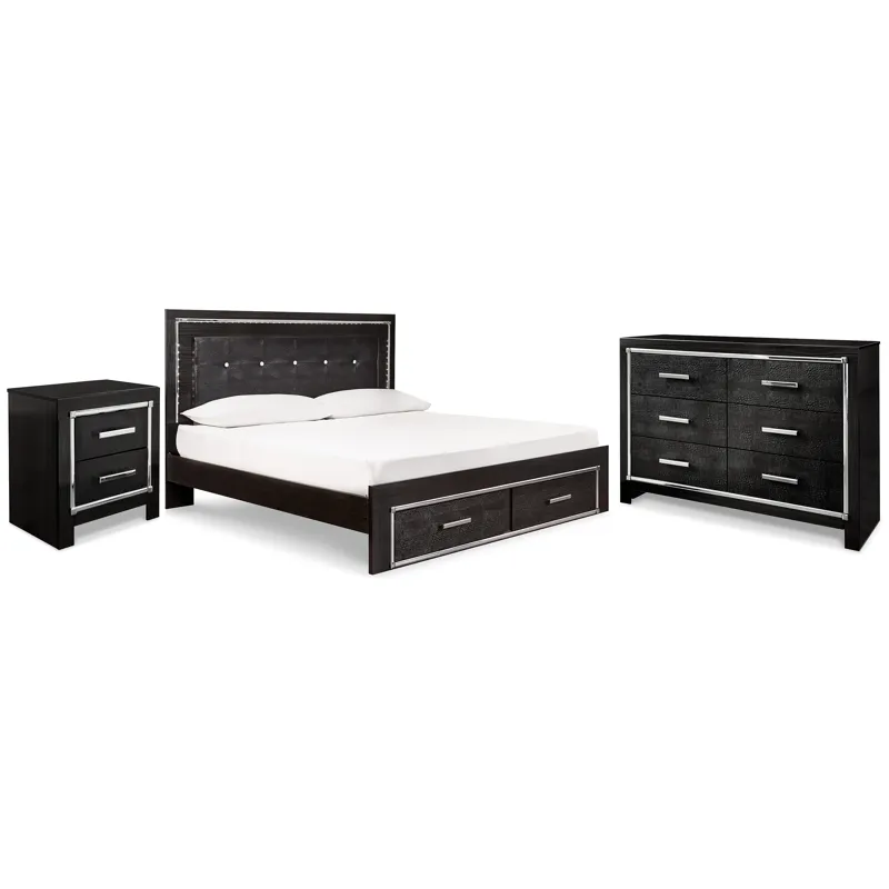 Kaydell King Storage Bed, Dresser and Nightstand