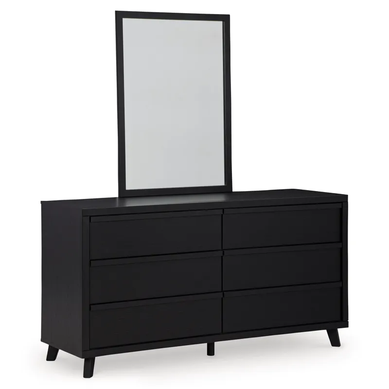 Danziar Queen Slat Panel Platform Bed, Dresser and Mirror
