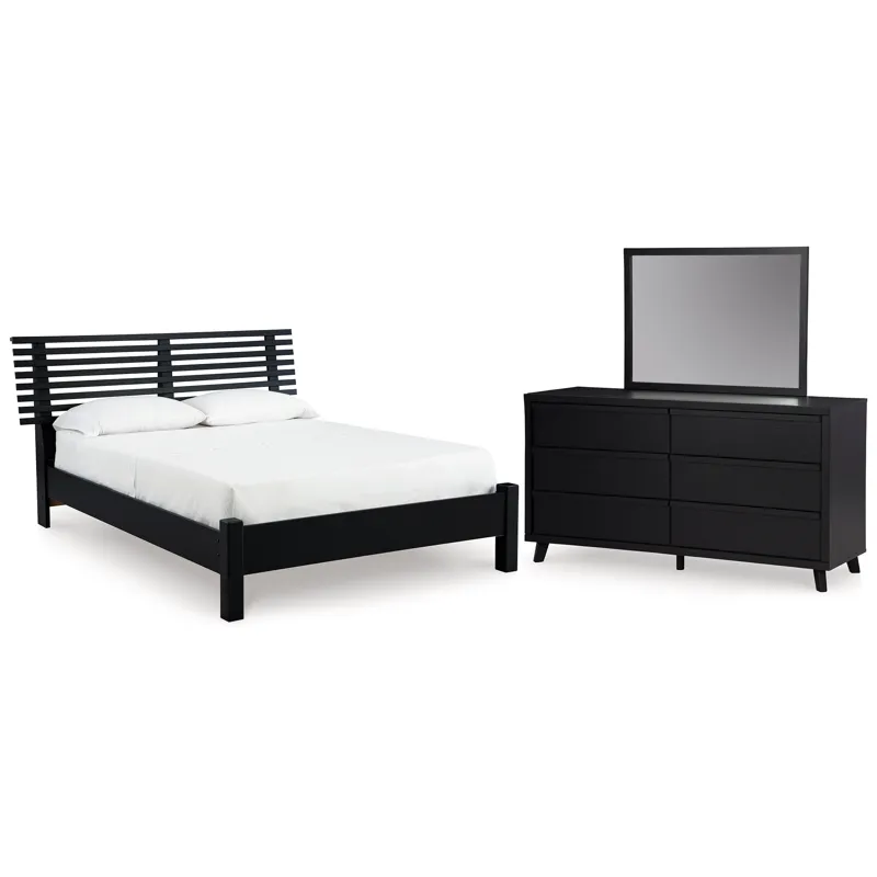 Danziar Queen Slat Panel Bed, Dresser and Mirror