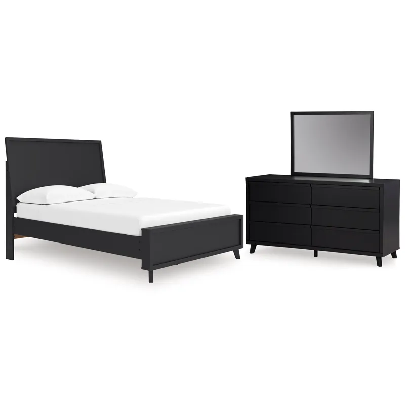 Danziar Full Panel Platform Bed, Dresser and Mirror