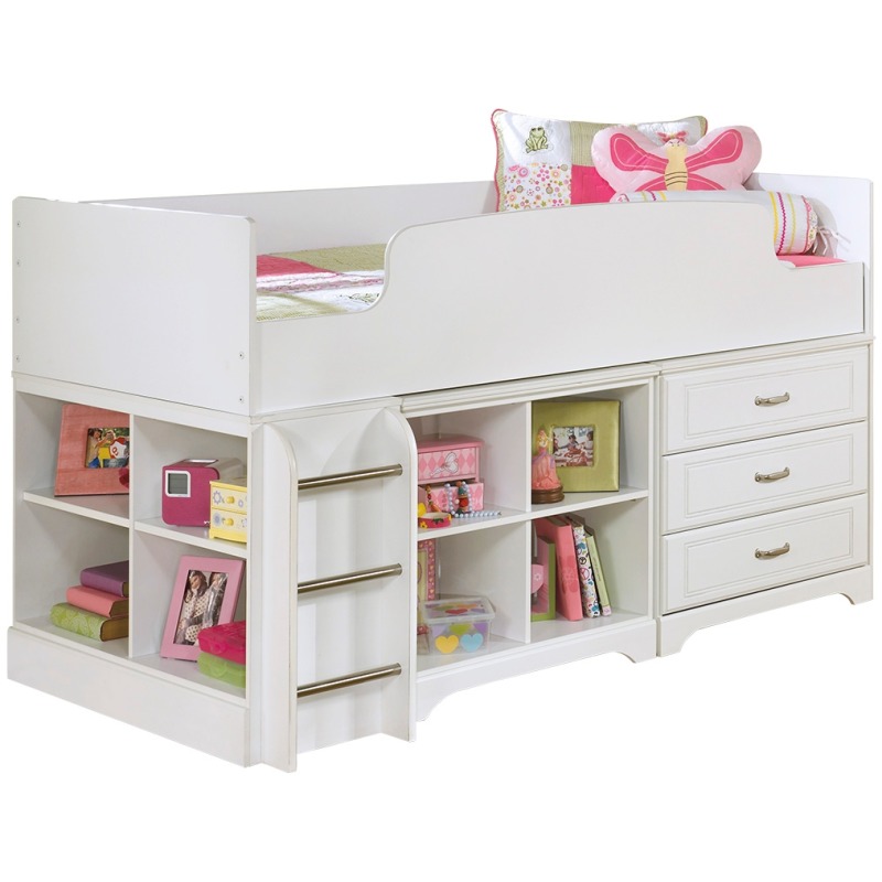 Lulu Twin Loft Bed with Storage and Bookcase
