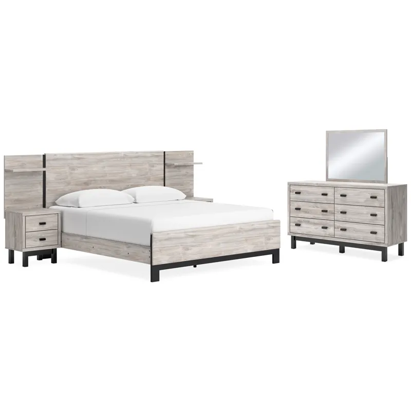 Vessalli King Panel Bed, Dresser, Mirror and 2 Nightstands