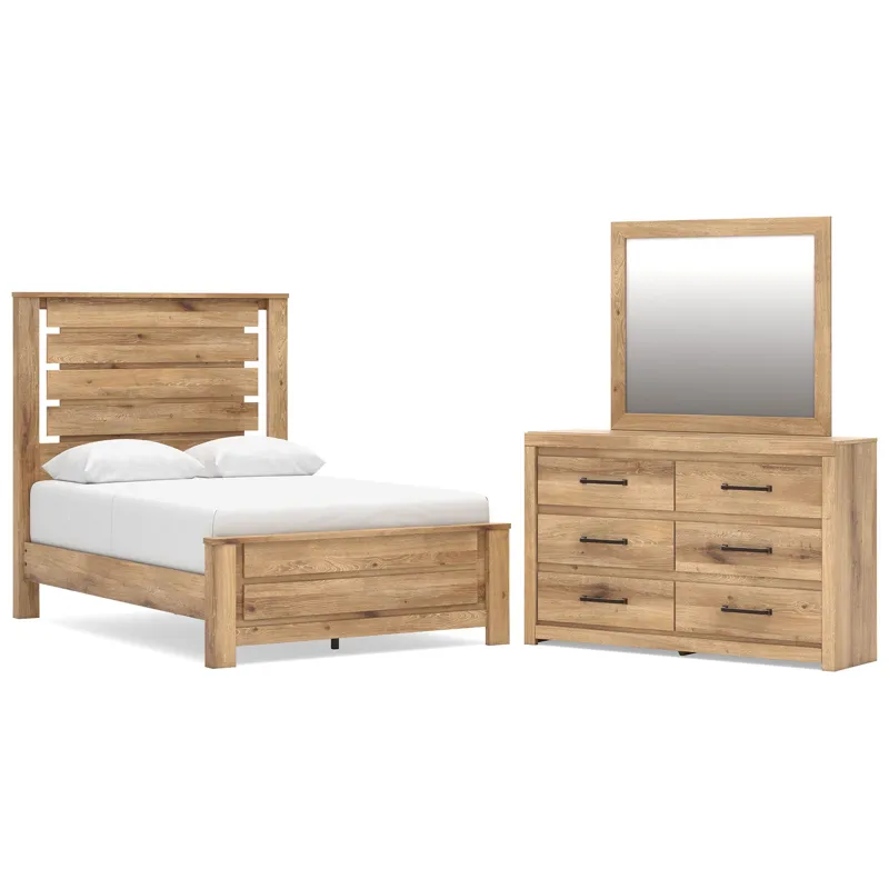Brozmont Full Panel Platform Bed, Dresser and Mirror