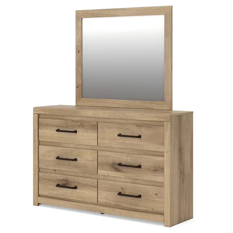 Brozmont Full Panel Platform Bed, Dresser and Mirror