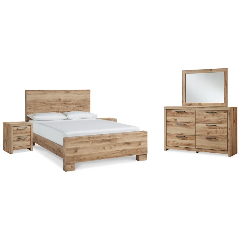 Hyanna King Panel Bed, Dresser, Mirror and 2 Nightstands