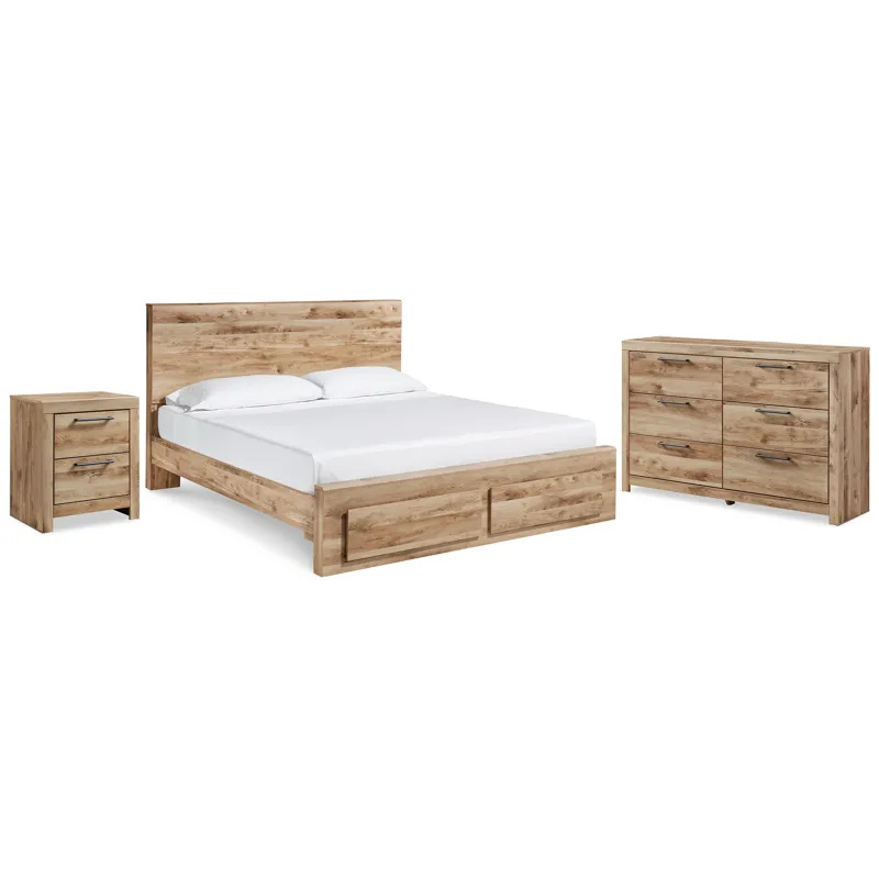 Hyanna Queen Panel Storage Bed, Dresser and Nightstand