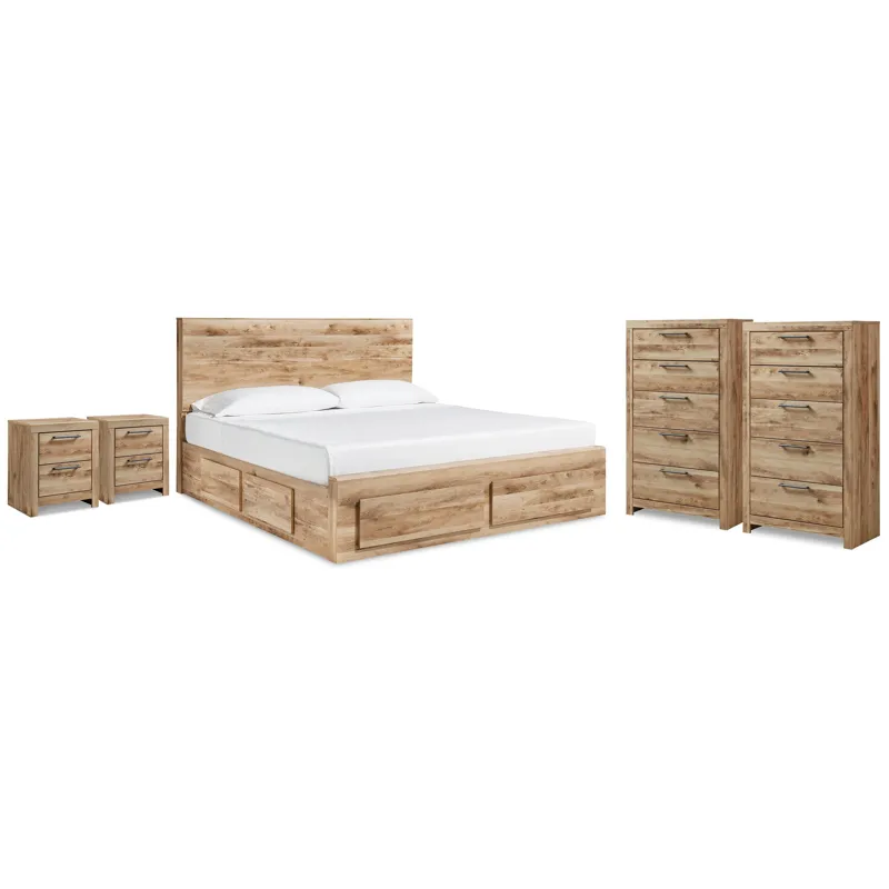Hyanna King Panel Bed, 2 Chests and 2 Nightstands