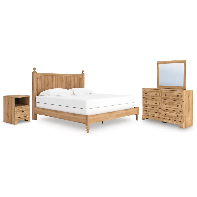 Aleaport King Panel Bed, Dresser, Mirror and Nightstand