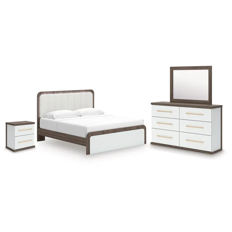 Kendanport King Platform Bed, Dresser, Mirror and Nightstand