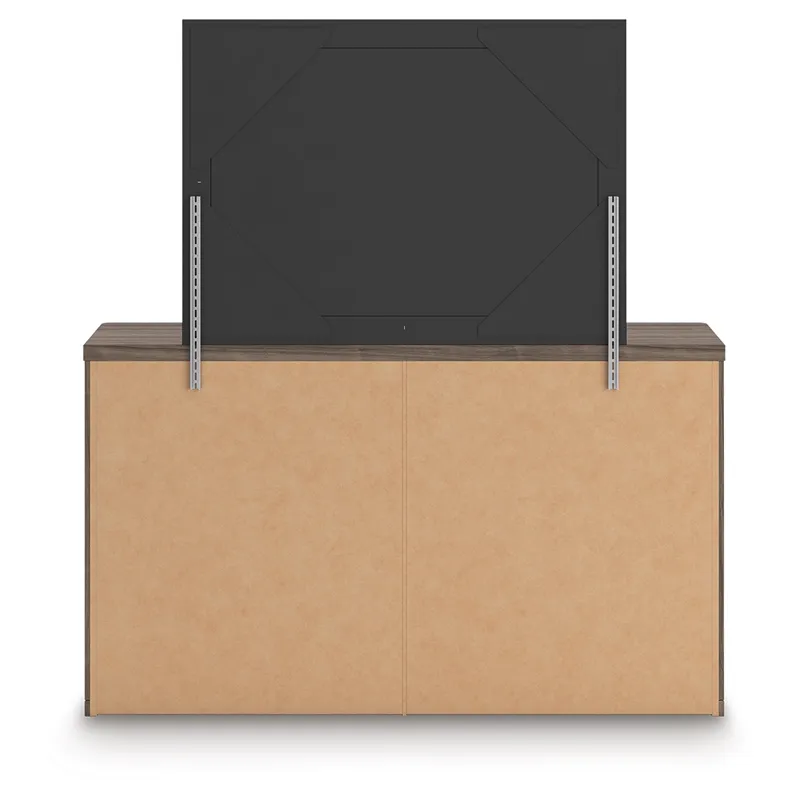 Kendanport Queen Upholstered Platform Bed, Dresser and Mirror