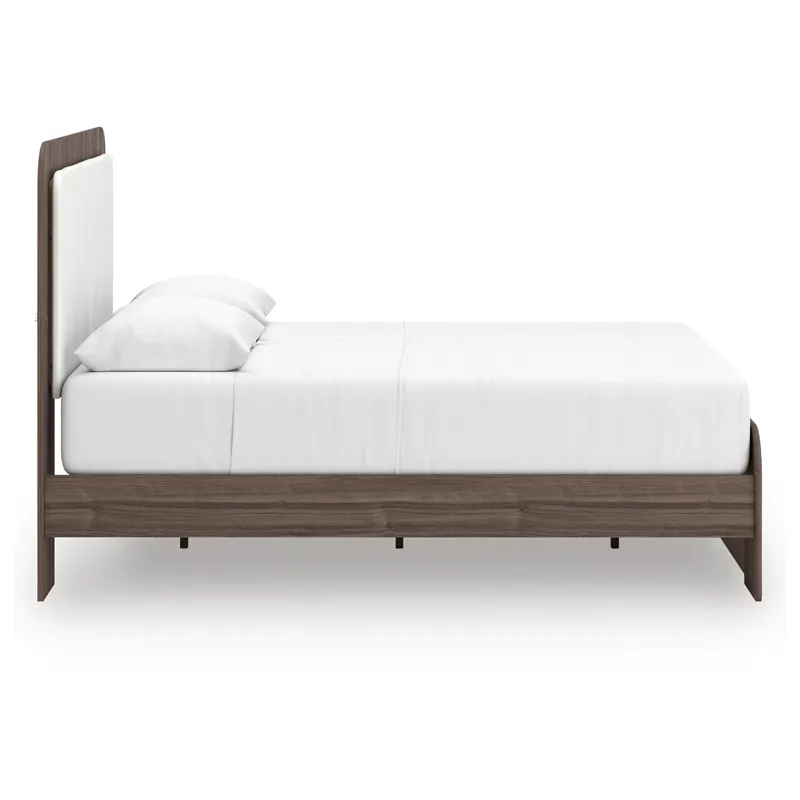Kendanport Queen Upholstered Platform Bed, Dresser and Mirror