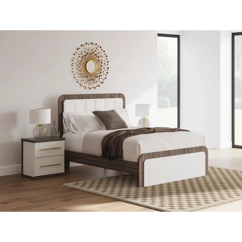 Kendanport Queen Upholstered Bed, Dresser, Mirror and Nightstand