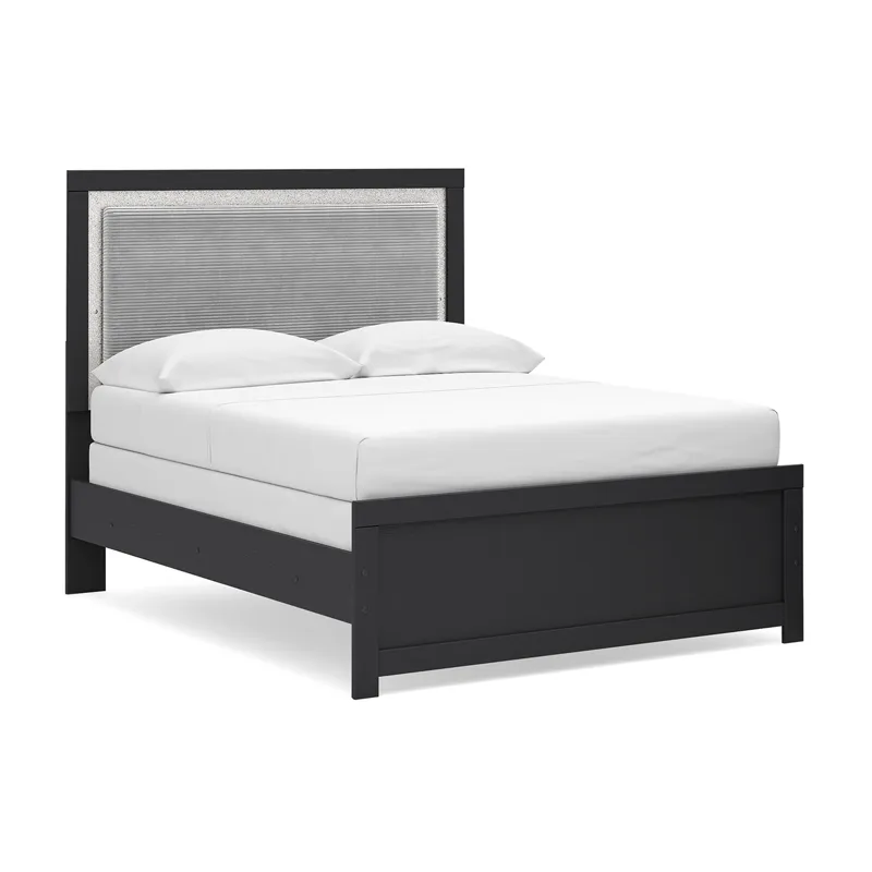 Maeling Full Upholstered Panel Bed, Dresser and Mirror