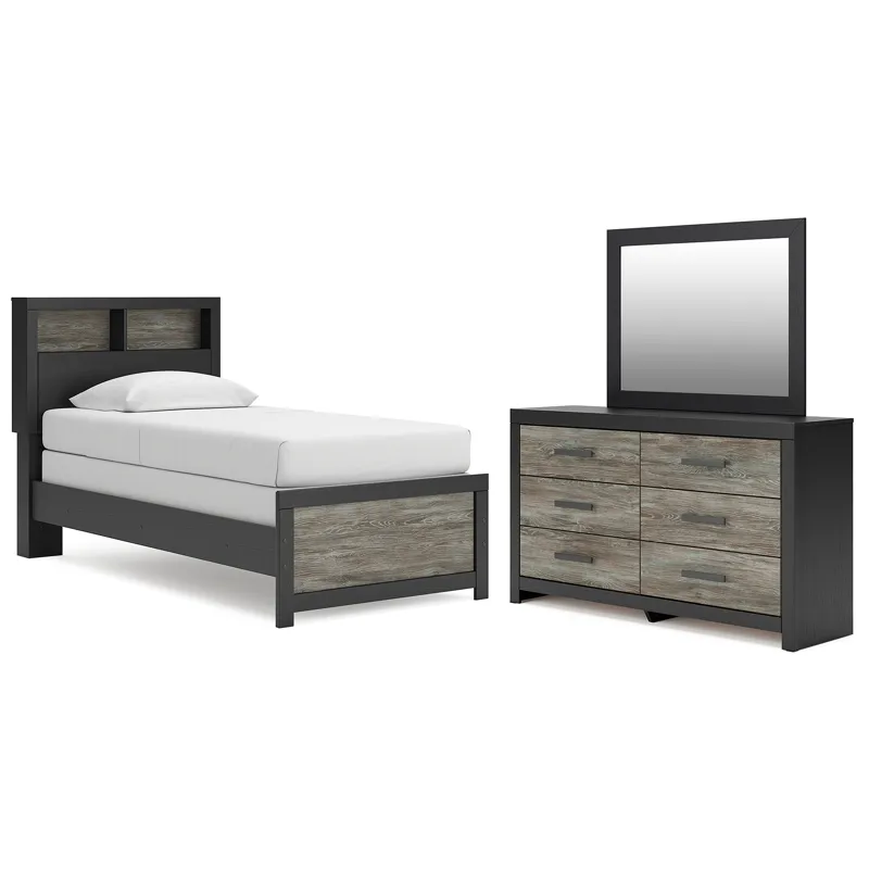 Broachmyn Twin Bookcase Bed, Dresser and Mirror