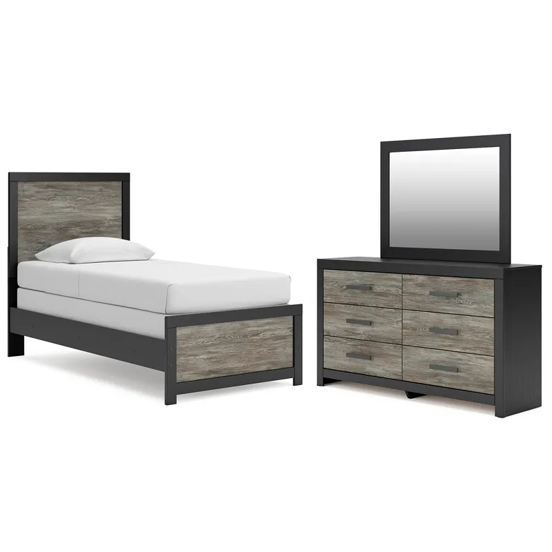Broachmyn Twin Panel Bed, Dresser and Mirror