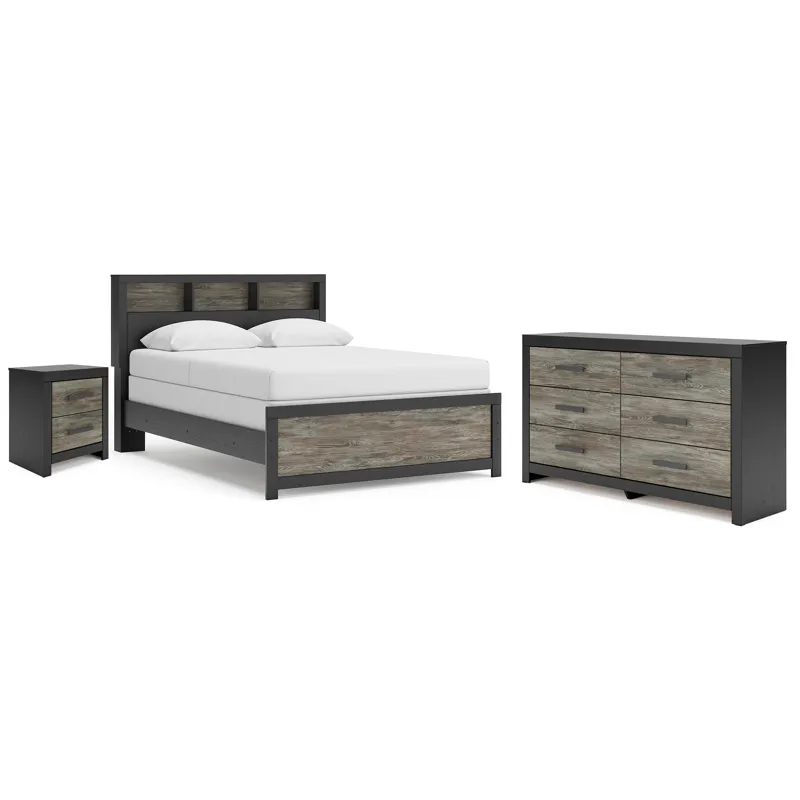 Broachmyn Queen Bookcase Panel Bed, Dresser and Nightstand
