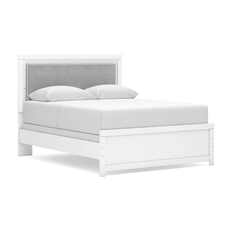 Maeling Queen Upholstered Panel Bed, Dresser and Nightstand