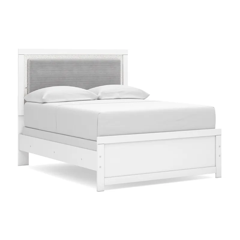 Maeling Full Upholstered Panel Bed, Dresser and Mirror