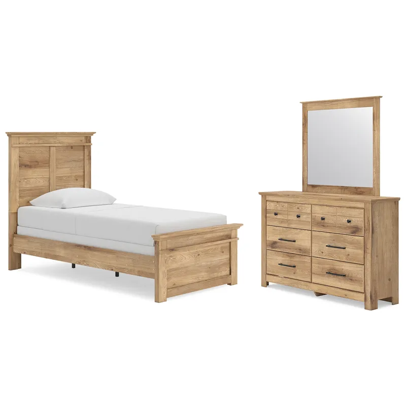 Makidern Twin Panel Bed, Dresser and Mirror