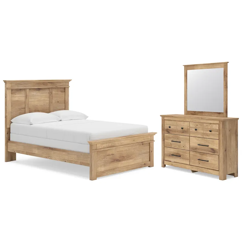 Makidern Full Panel Bed, Dresser and Mirror