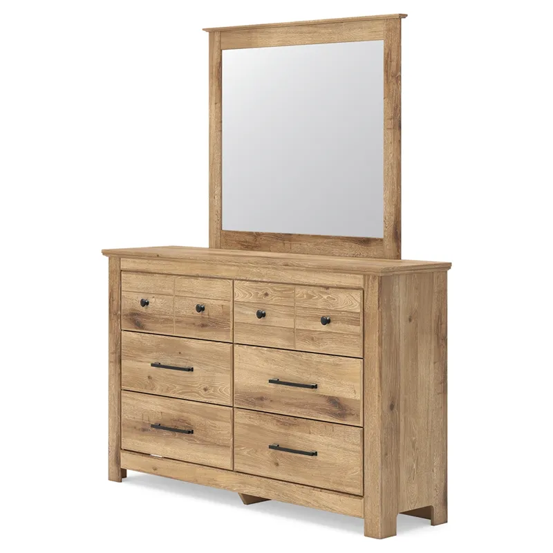 Fenderport Queen Panel Bed with Storage, Dresser and Mirror