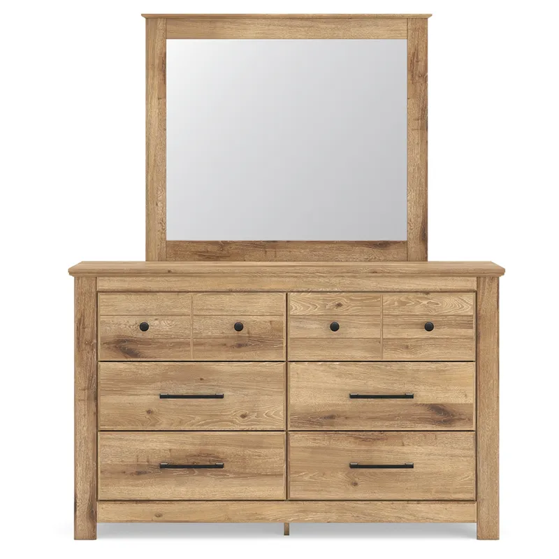 Fenderport Queen Panel Bed with Storage, Dresser and Mirror