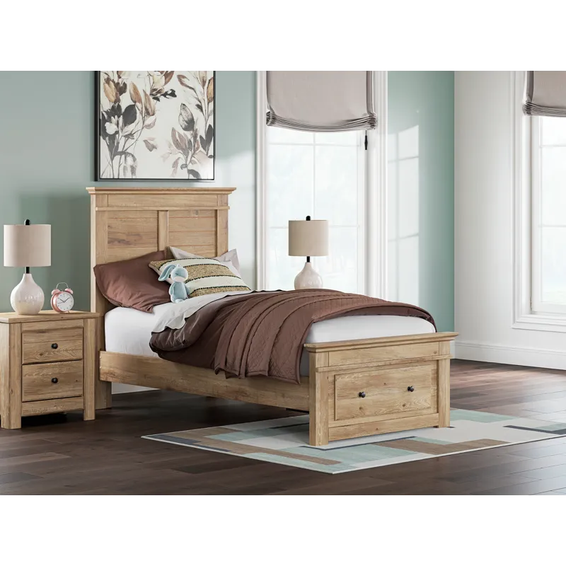 Makidern Twin Panel Storage Bed, Dresser and Mirror