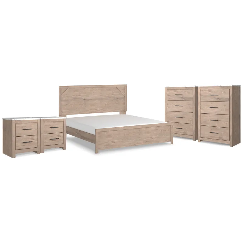 Senniberg King Panel Bed, 2 Chests and 2 Nightstands