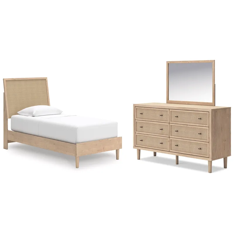 Cielden Twin Panel Bed, Dresser and Mirror