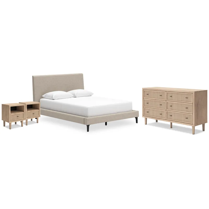 Cielden Queen Upholstered Bed, Dresser and 2 Nightstands