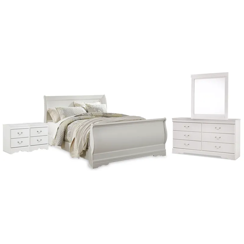 Anarasia Queen Sleigh Bed, Dresser, Mirror and 2 Nightstands