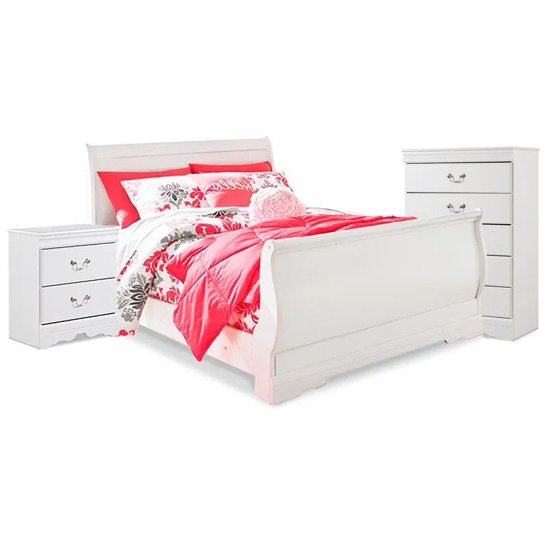 Anarasia Full Sleigh Bed, Chest and Nightstand