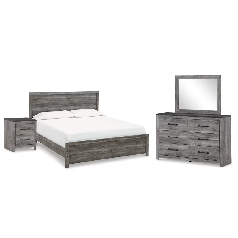 Bronyan King Panel Bed, Dresser, Mirror and Nightstand
